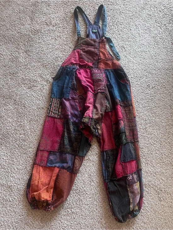 Kathmandu Imports Pants - Patchwork Boho Overalls - Multicolor Women’s Jumpsuit